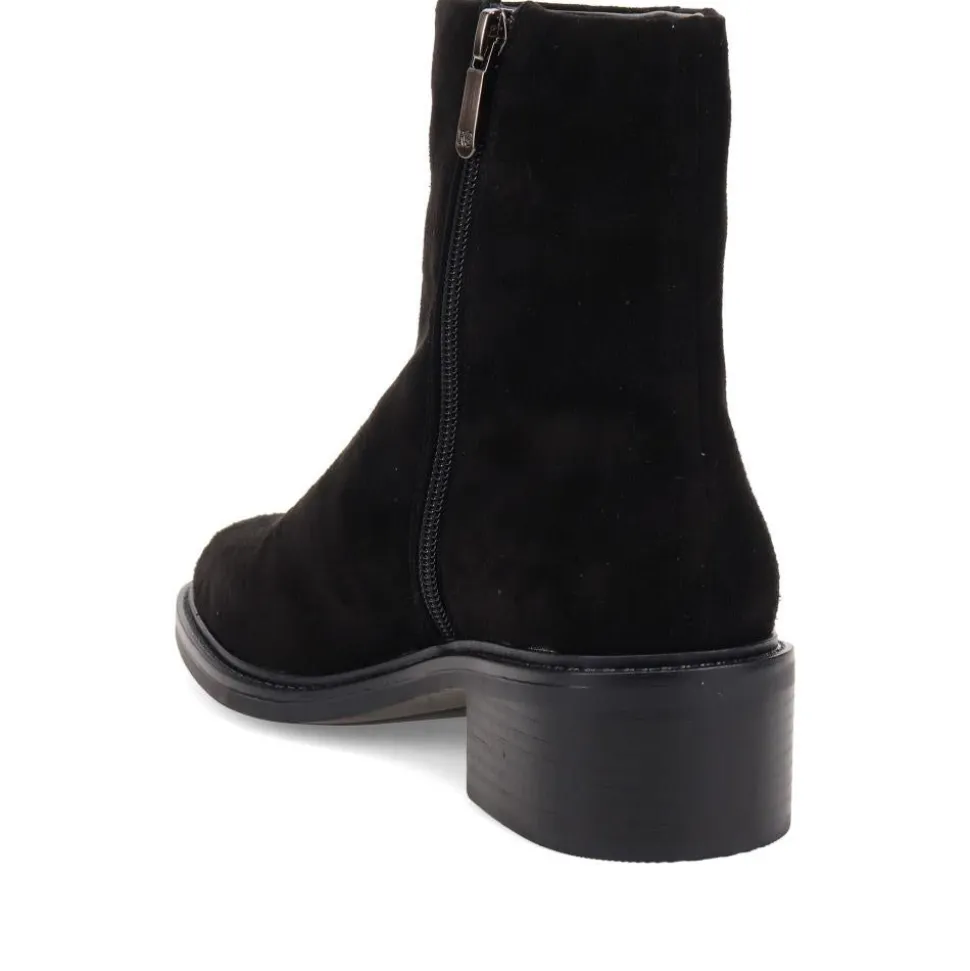 Leather Block-Heeled Ankle Boots - Black