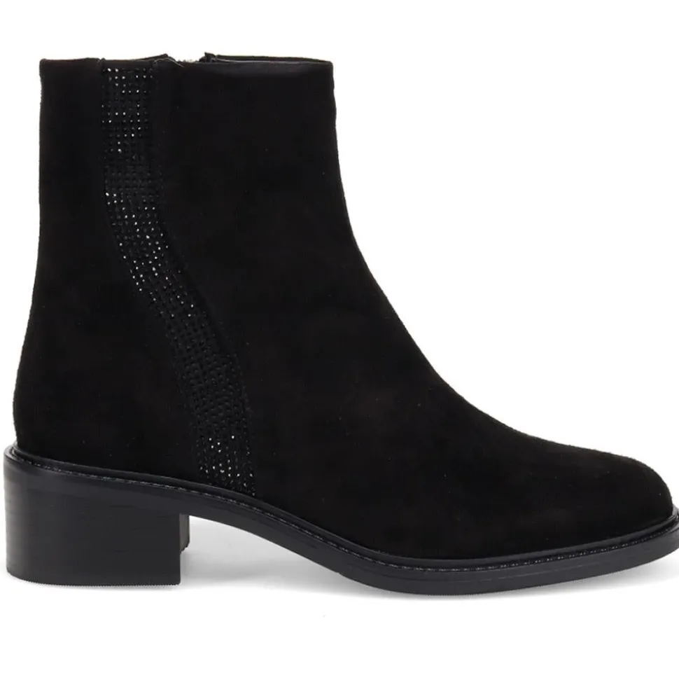 Leather Block-Heeled Ankle Boots - Black