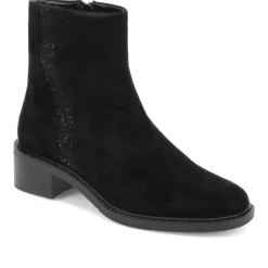 Leather Block-Heeled Ankle Boots - Black