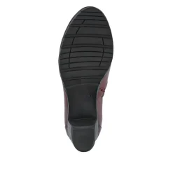 Leather Block Heeled Lace-Up Boots - Burgundy