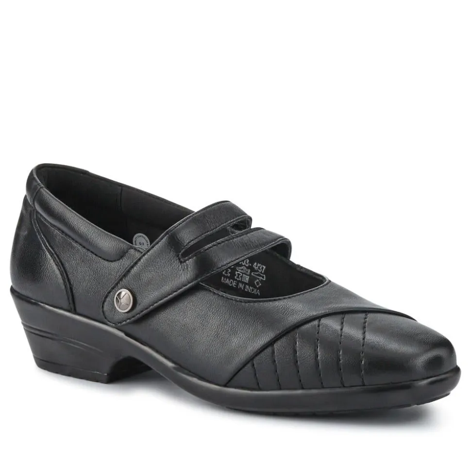 Leather Block-Heeled Mary Janes - Black