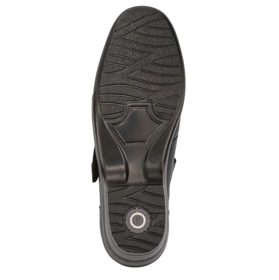 Leather Block-Heeled Mary Janes - Black