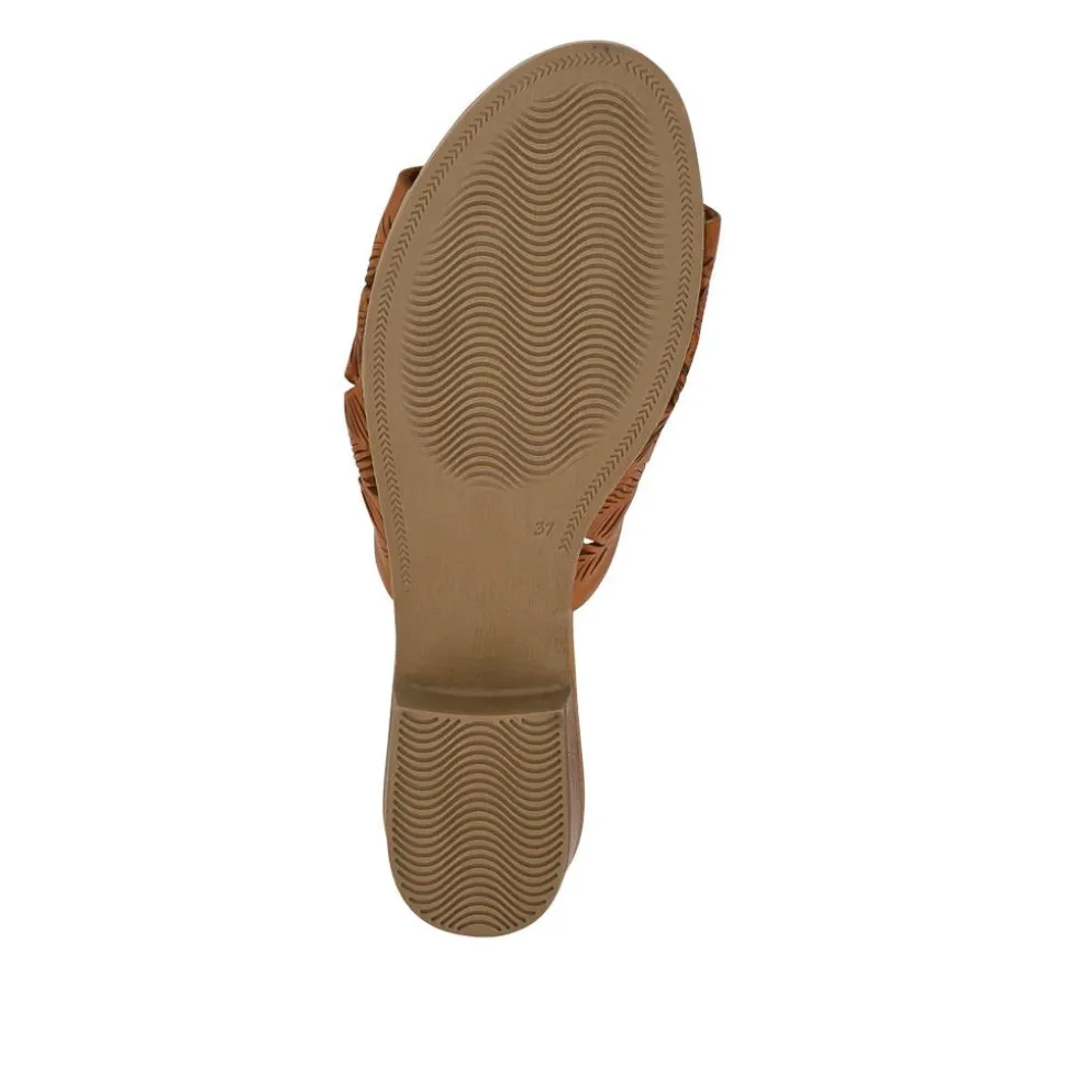 Leather Block-Heeled Mules - Tan