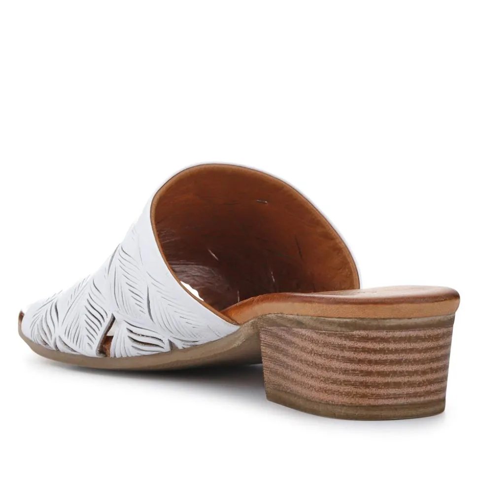 Leather Block-Heeled Mules - White
