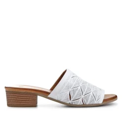 Leather Block-Heeled Mules - White