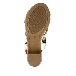 Leather Block-Heeled Sandals - Gold