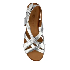 Leather Block-Heeled Sandals - Silver