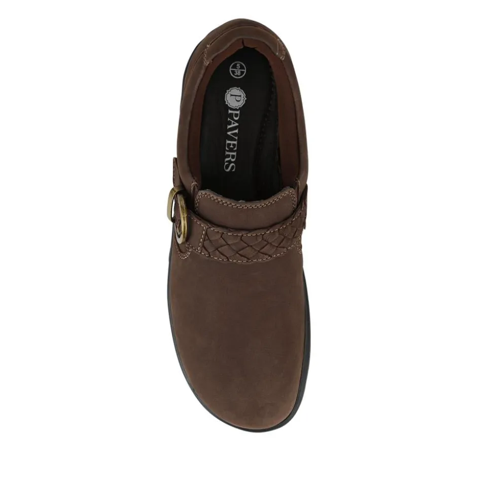 Leather Buckled Slip-On Shoes - Brown