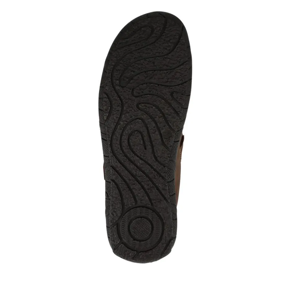 Leather Buckled Slip-On Shoes - Brown