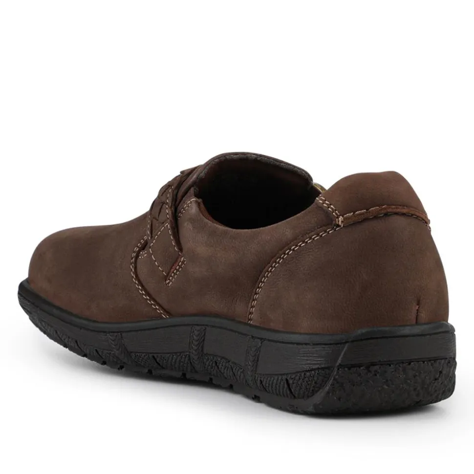 Leather Buckled Slip-On Shoes - Brown