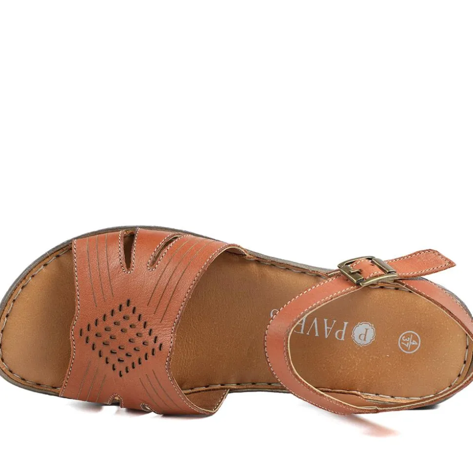 Leather Buckle Fasten Casual Sandals - Tan