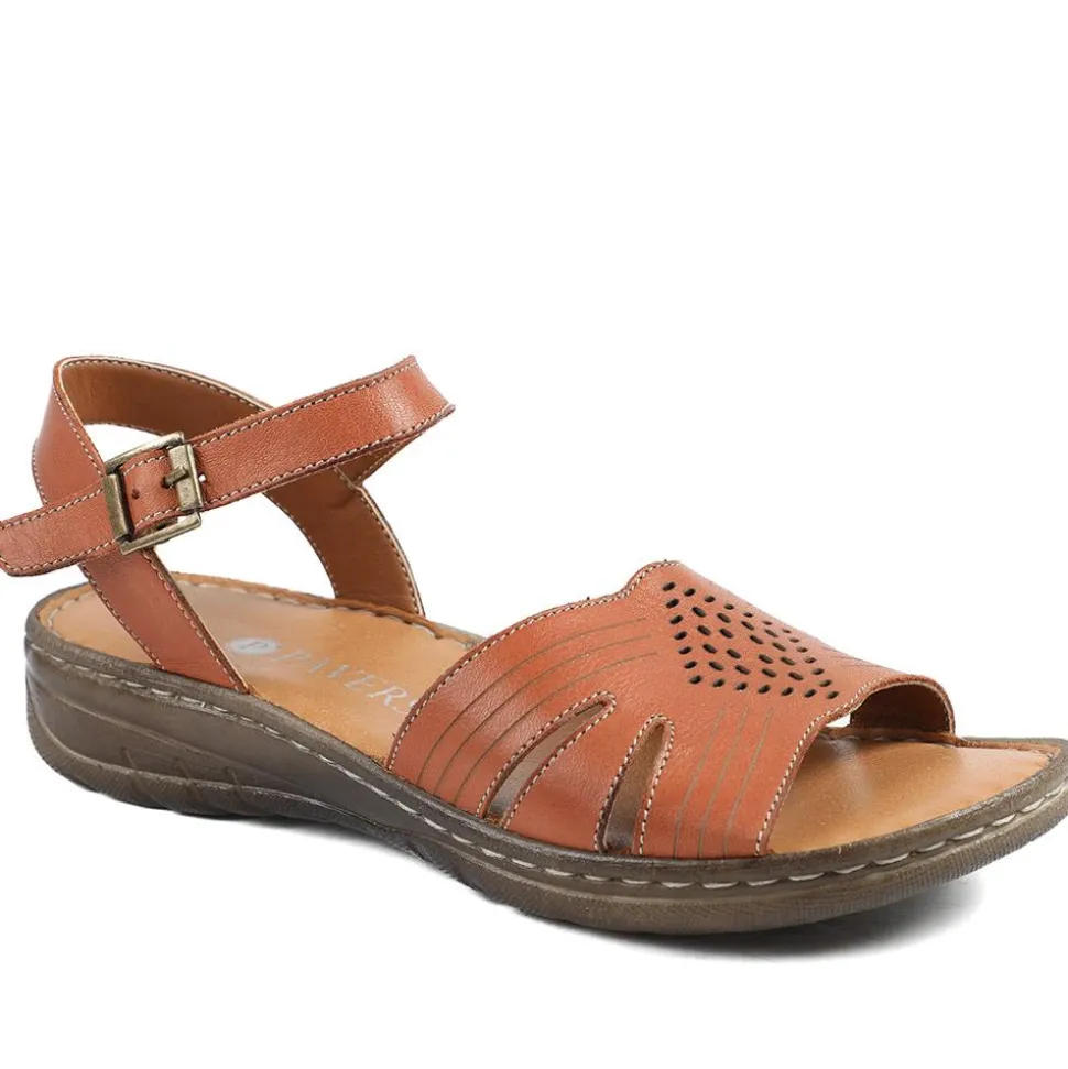 Leather Buckle Fasten Casual Sandals - Tan