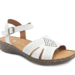 Leather Buckle Fasten Casual Sandals - White