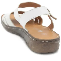 Leather Buckle Fasten Casual Sandals - White