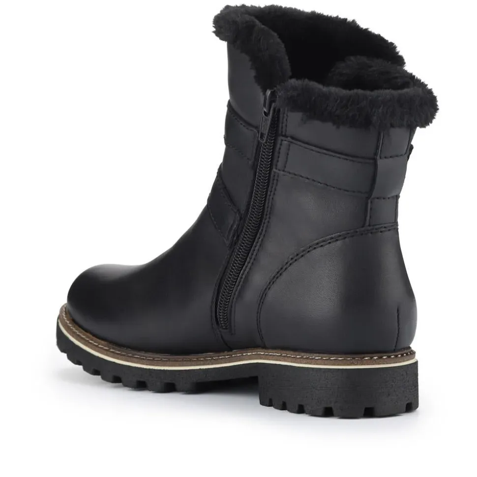Leather Buckle-Fastening Ankle Boots - Black