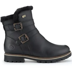 Leather Buckle-Fastening Ankle Boots - Black