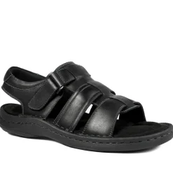 Leather Buckle Fastening Sandals - Black