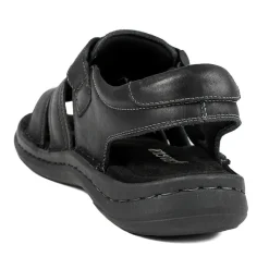 Leather Buckle Fastening Sandals - Black