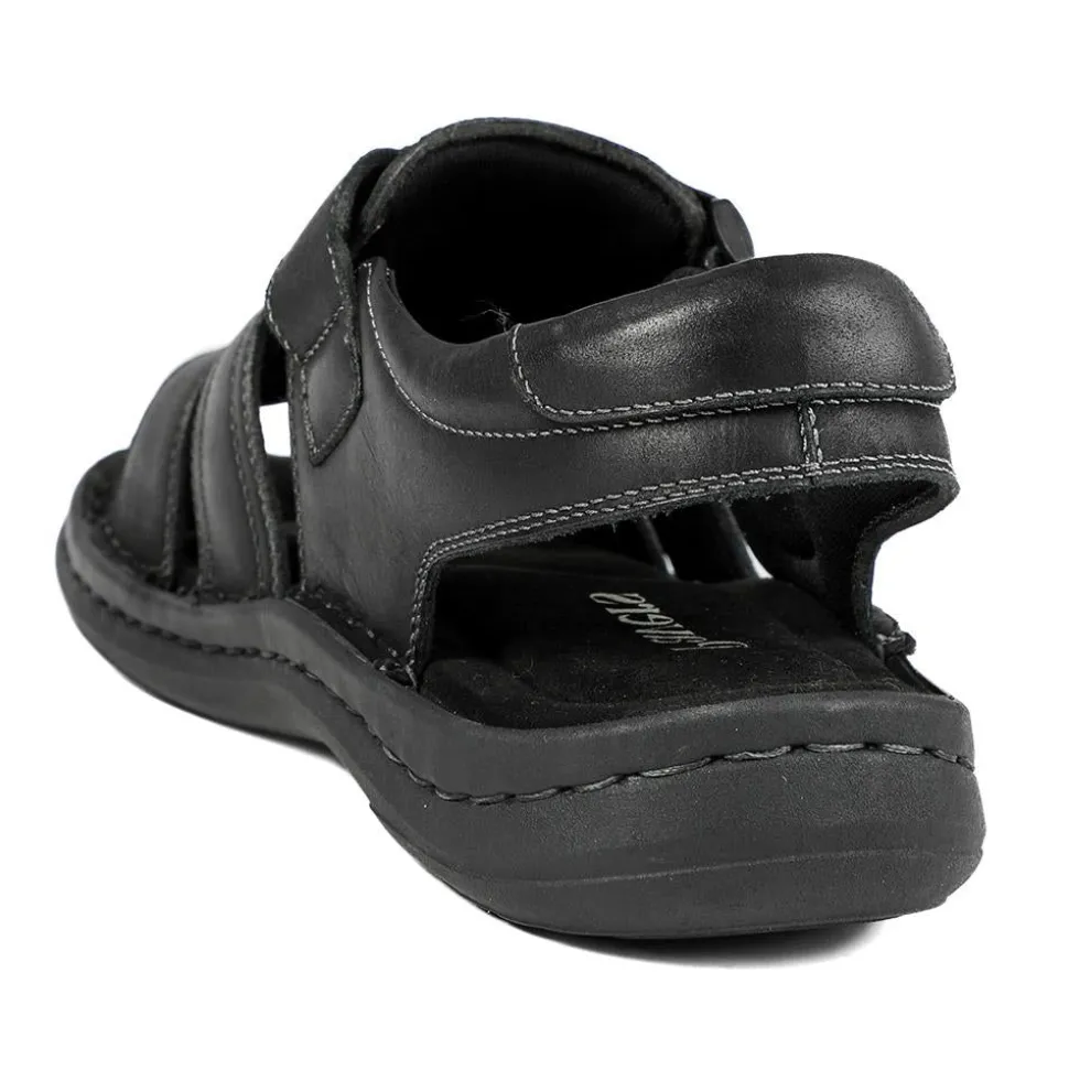Leather Buckle Fastening Sandals - Black