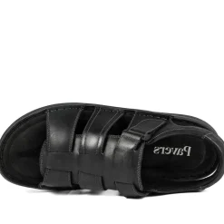 Leather Buckle Fastening Sandals - Black