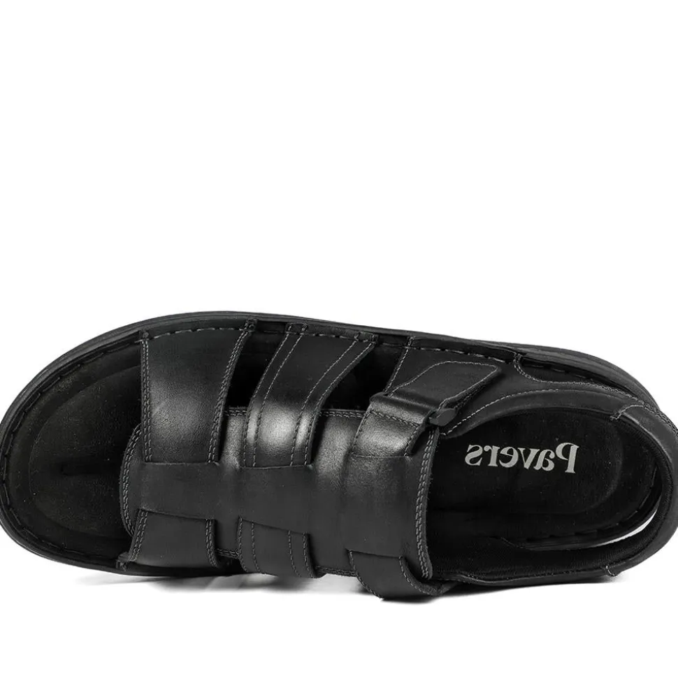 Leather Buckle Fastening Sandals - Black