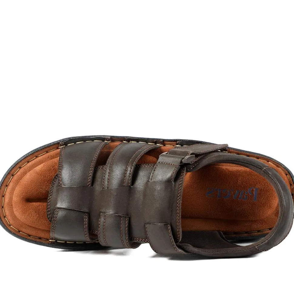Leather Buckle Fastening Sandals - Dark Brown