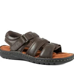 Leather Buckle Fastening Sandals - Dark Brown
