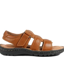 Leather Buckle Fastening Sandals - Tan