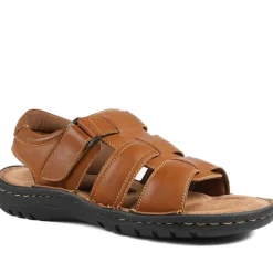 Leather Buckle Fastening Sandals - Tan