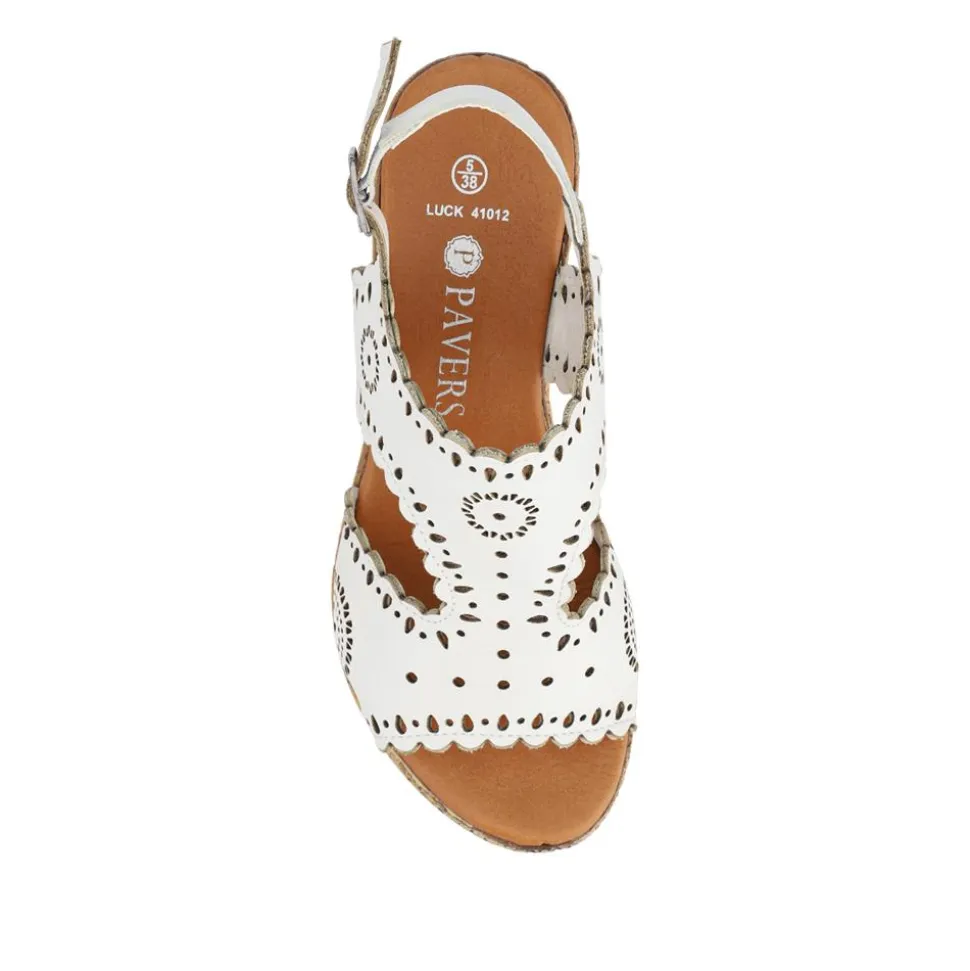 Leather Buckle-Fastening Wedge Sandals - White