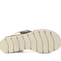 Leather Buckle Fasten Wedge Sandals - White-Tan
