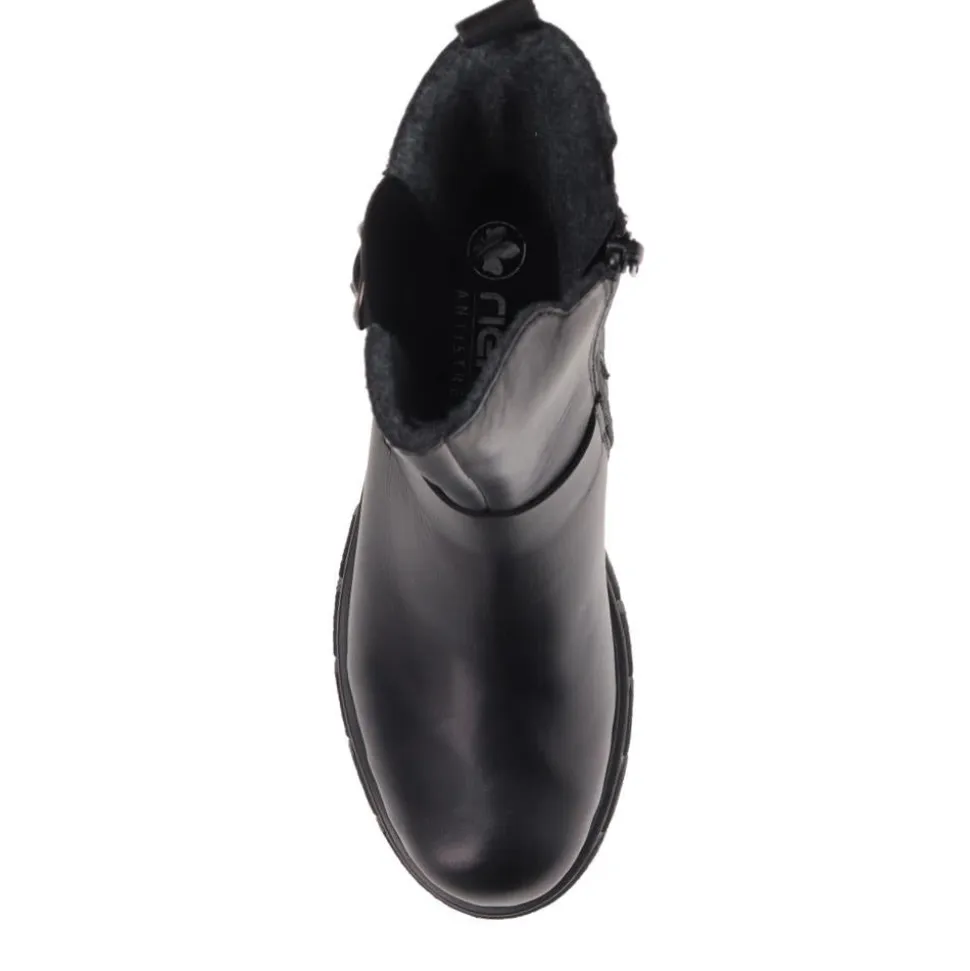Leather Chunky Ankle Boots - Black
