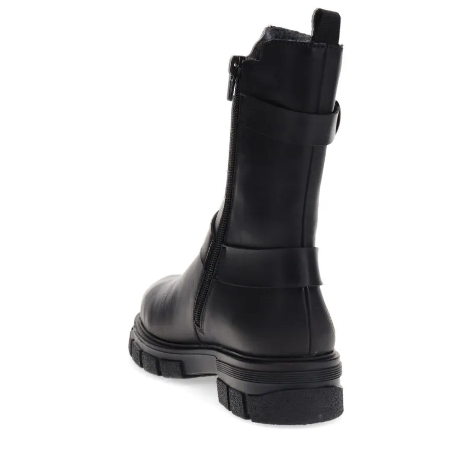 Leather Chunky Ankle Boots - Black