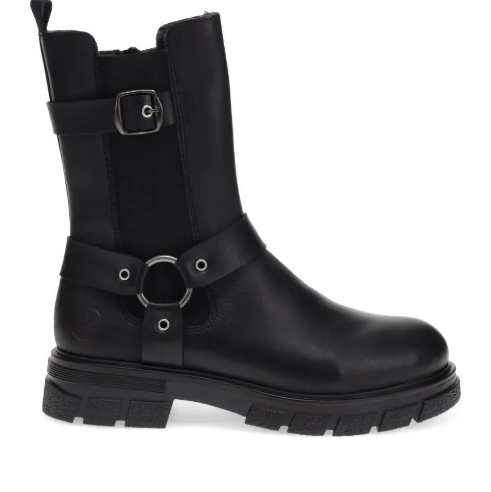 Leather Chunky Ankle Boots - Black