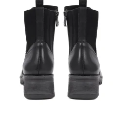 Leather Cleated Sole Chelsea Boots - Black