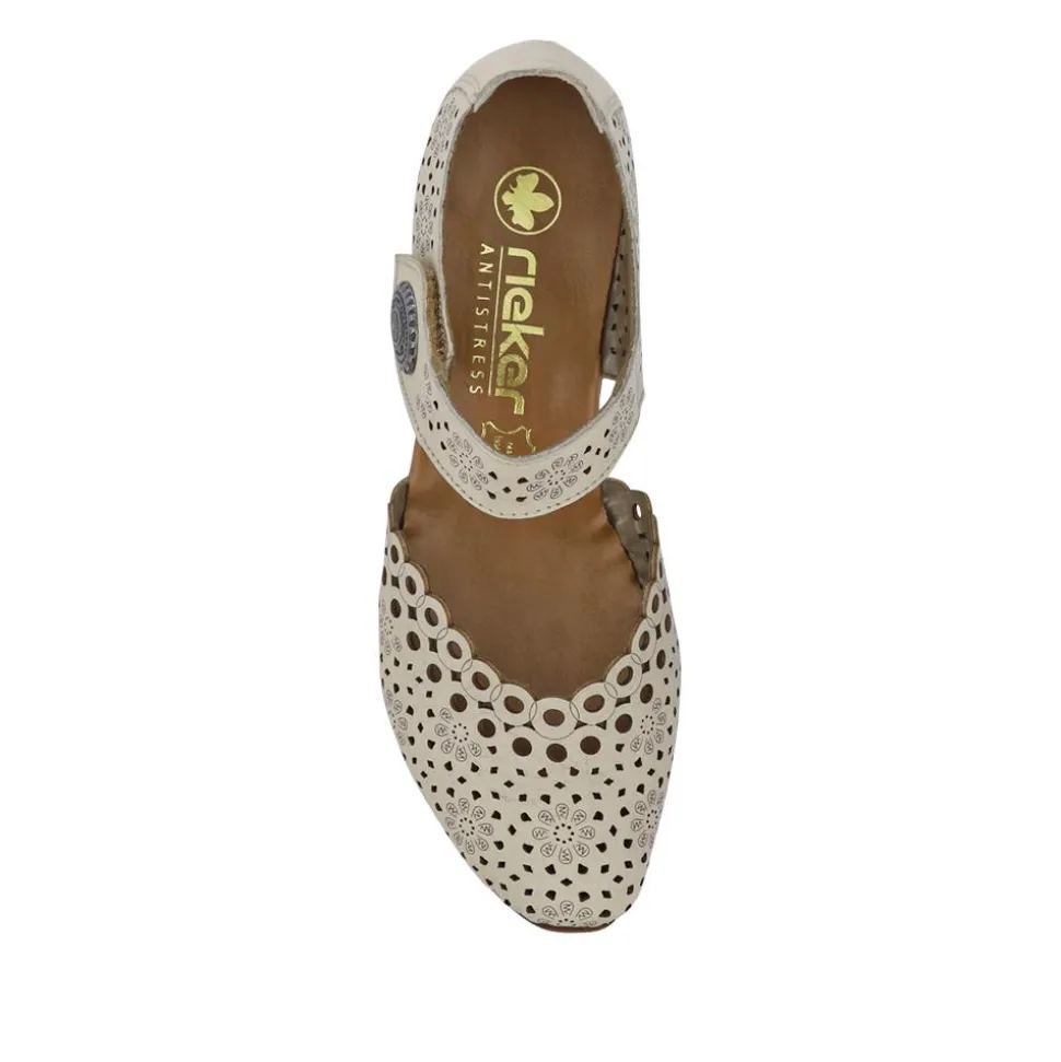 Leather Cuban-Heeled Mary Janes - Beige