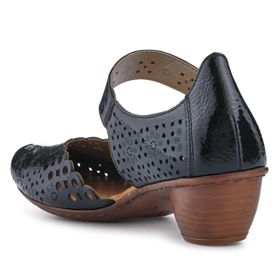 Leather Cuban-Heeled Mary Janes - Black