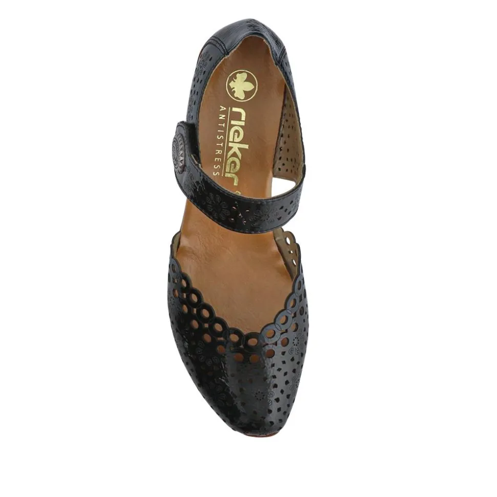 Leather Cuban-Heeled Mary Janes - Black