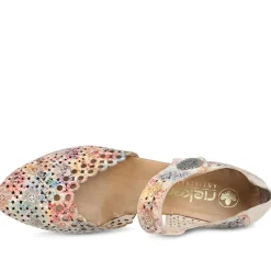 Leather Cuban-Heeled Mary Janes - Multi