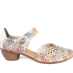 Leather Cuban-Heeled Mary Janes - Multi