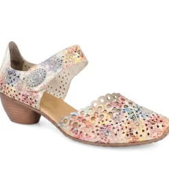 Leather Cuban-Heeled Mary Janes - Multi