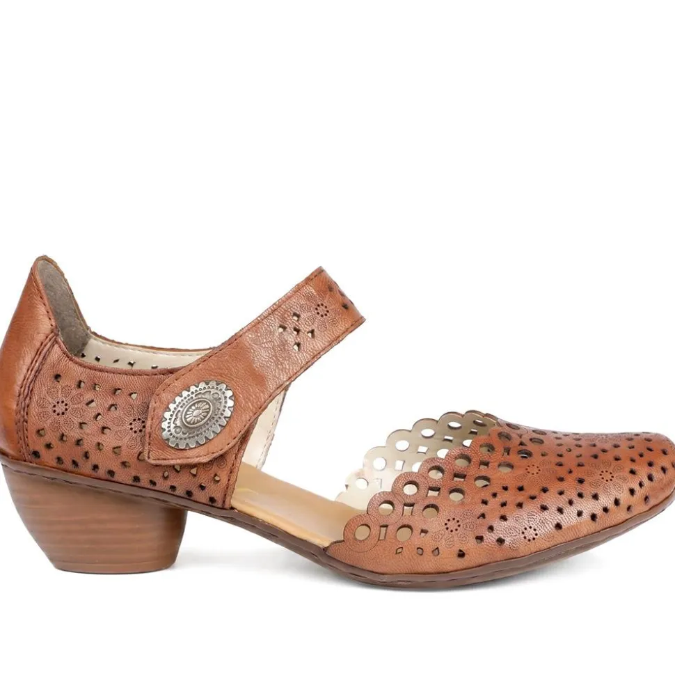 Leather Cuban-Heeled Mary Janes - Tan