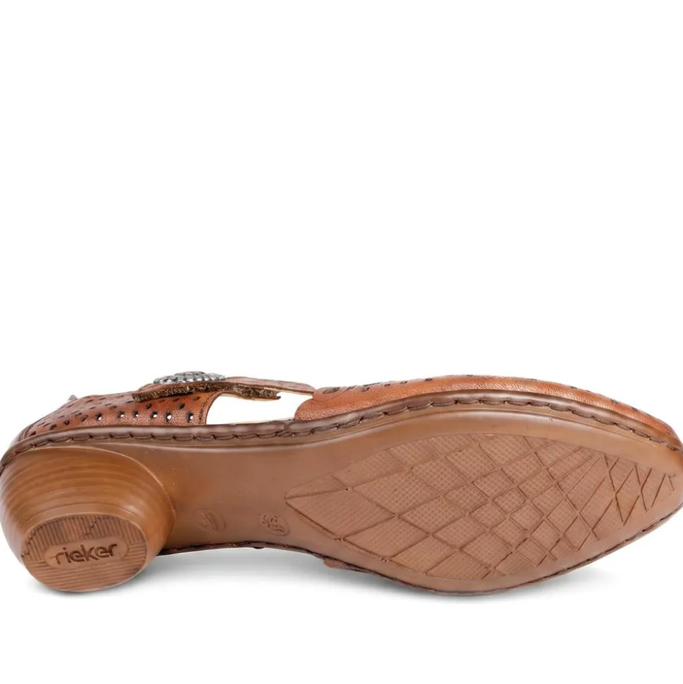 Leather Cuban-Heeled Mary Janes - Tan
