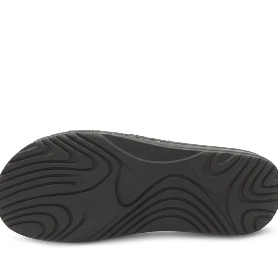 Leather Cushioned Slip On Sandals - Brown