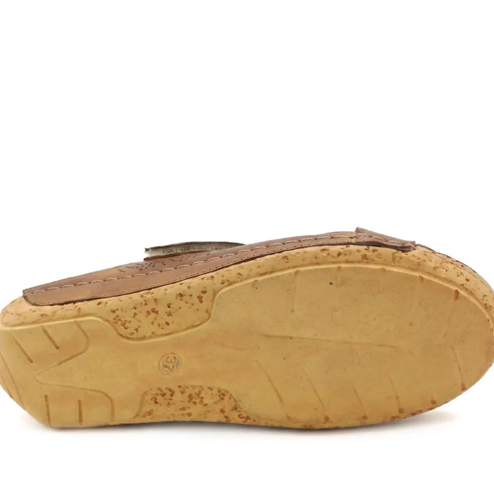 Leather Cut-Out Adjustable Strap Sandals - Tan