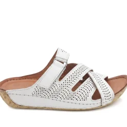 Leather Cut-Out Adjustable Strap Sandals - White
