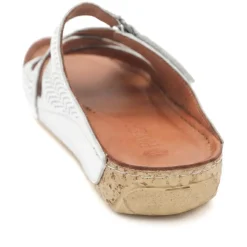 Leather Cut-Out Adjustable Strap Sandals - White