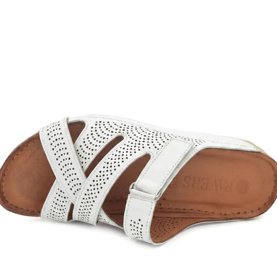 Leather Cut-Out Adjustable Strap Sandals - White