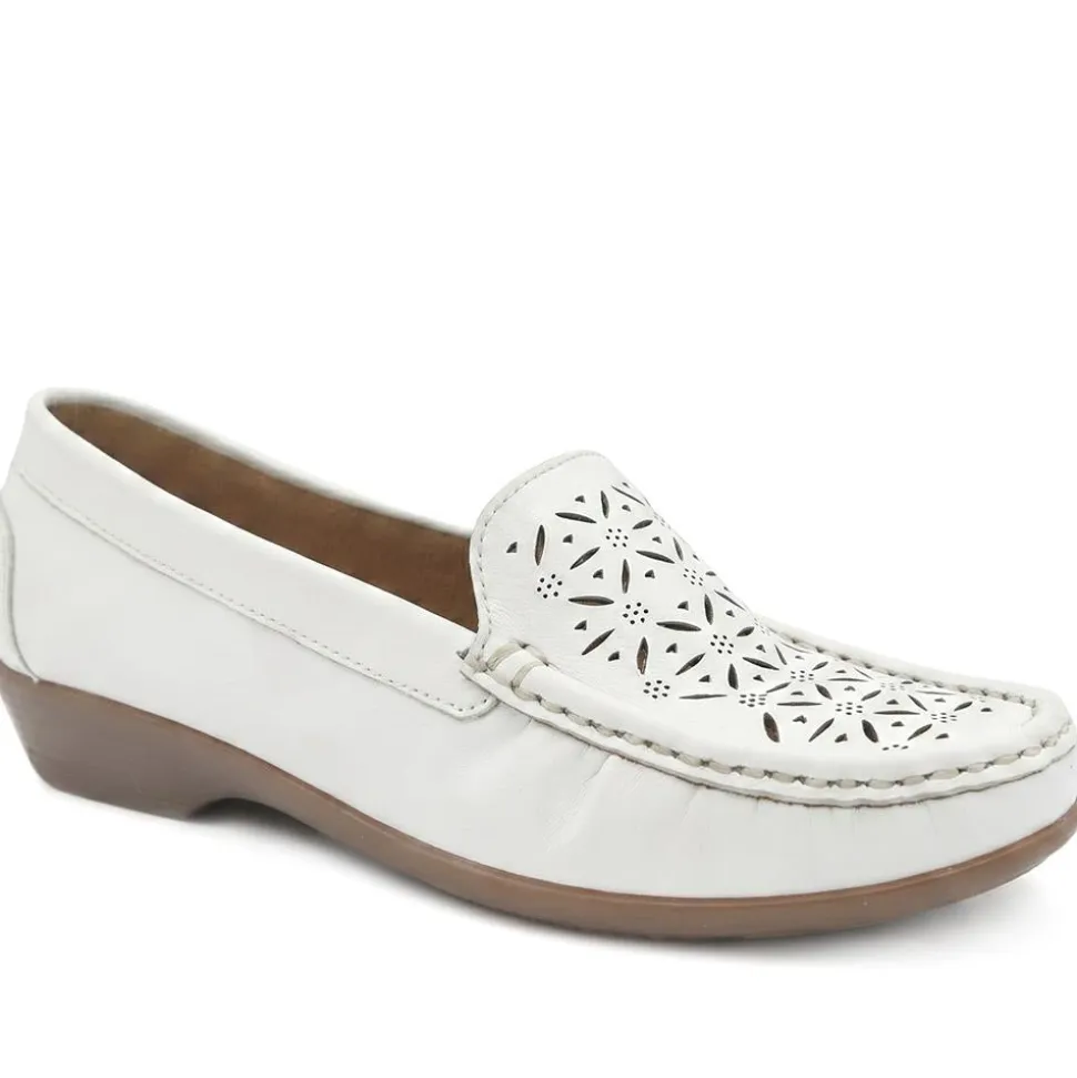 Leather Cut Out Detail Moccasin - White