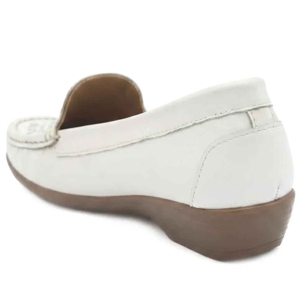 Leather Cut Out Detail Moccasin - White